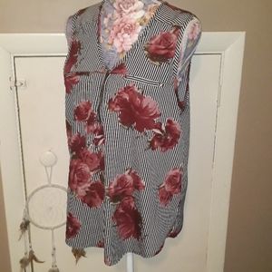 Beautiful Floral Stripped Top